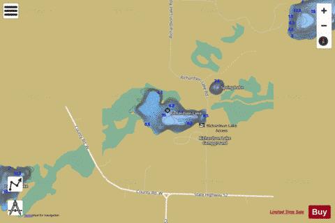 Richardson Lake depth contour Map - i-Boating App