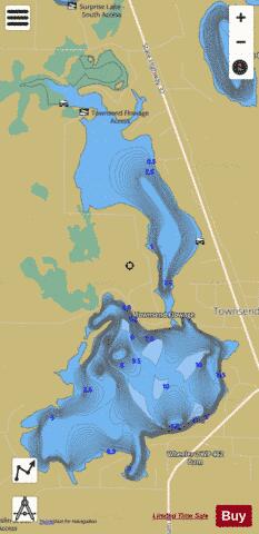 Townsend Flowage depth contour Map - i-Boating App