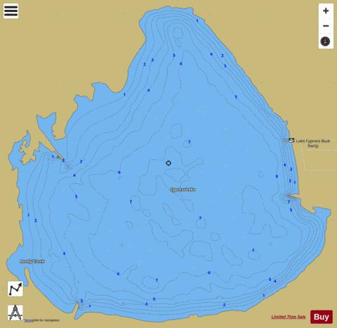 CYPRESS LAKE depth contour Map - i-Boating App