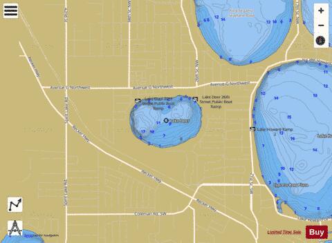 LAKE DEER depth contour Map - i-Boating App