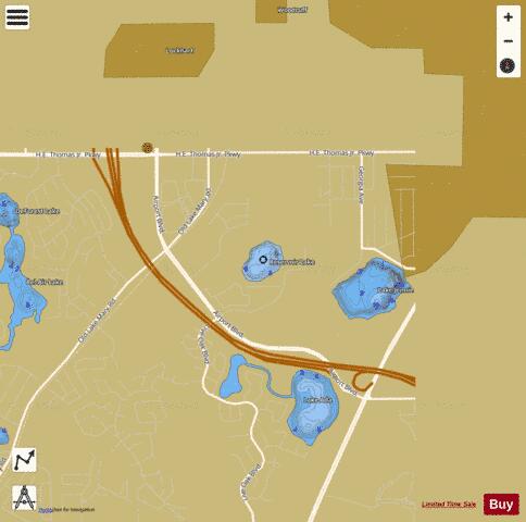 RESERVOIR LAKE depth contour Map - i-Boating App