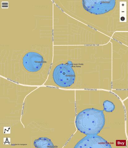 Sears Lake depth contour Map - i-Boating App