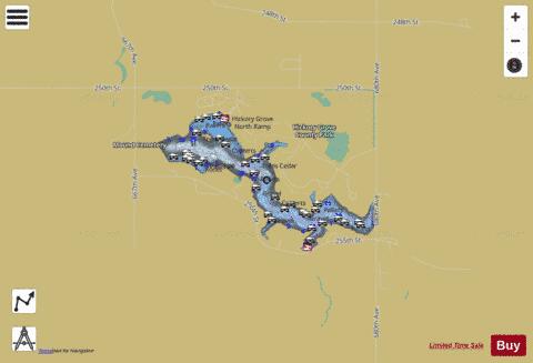 Hickory Grove Lake depth contour Map - i-Boating App