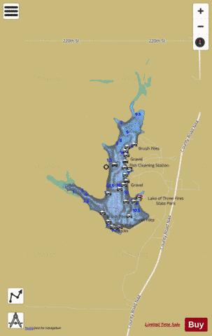 Lake of Three Fires depth contour Map - i-Boating App