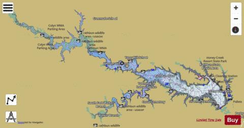 Rathbun Lake depth contour Map - i-Boating App