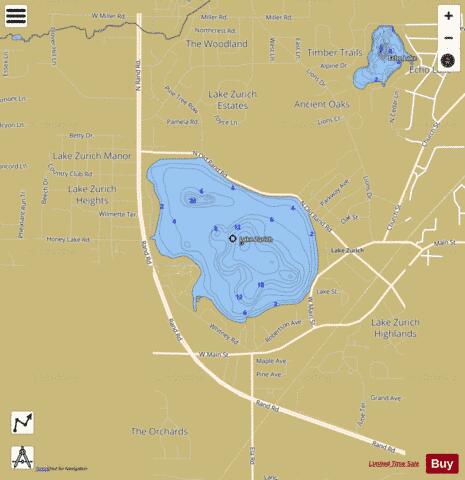 Zurich depth contour Map - i-Boating App