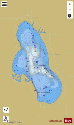 Lake of the Woods - Marshall County depth contour Map - i-Boating App