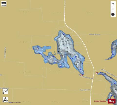 Big Lake Noble County depth contour Map - i-Boating App