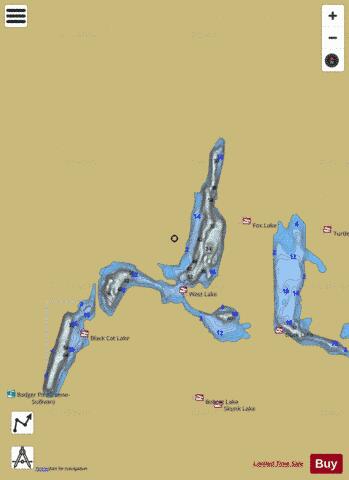 WEST LAKE depth contour Map - i-Boating App