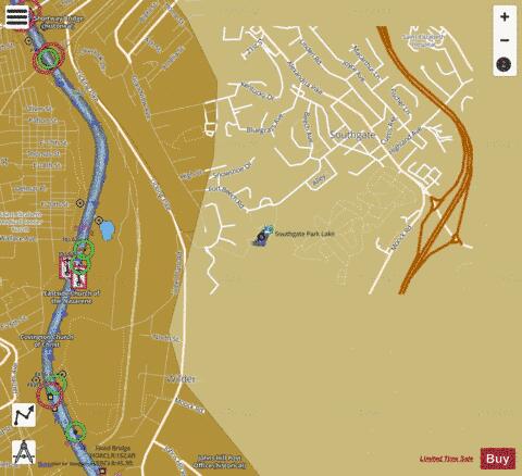 Southgate Park depth contour Map - i-Boating App