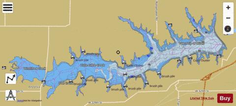 Melvern Reservoir depth contour Map - i-Boating App