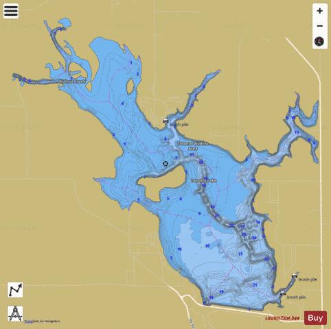 Toronto Reservoir depth contour Map - i-Boating App