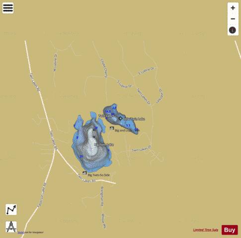 Little Twin Lake depth contour Map - i-Boating App