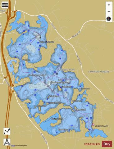 Webster Lake depth contour Map - i-Boating App