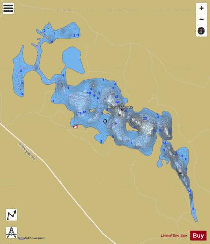 Beddington Lake depth contour Map - i-Boating App