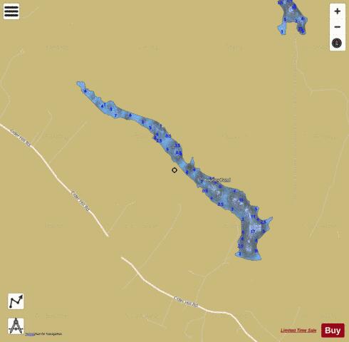 Boulter Pond depth contour Map - i-Boating App