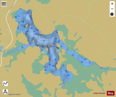 Prong Pond depth contour Map - i-Boating App