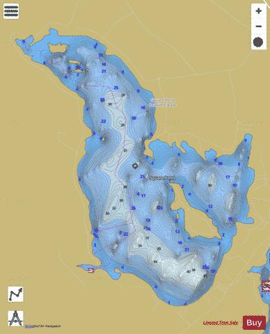 Square Pond depth contour Map - i-Boating App
