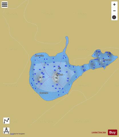 Tim Pond depth contour Map - i-Boating App