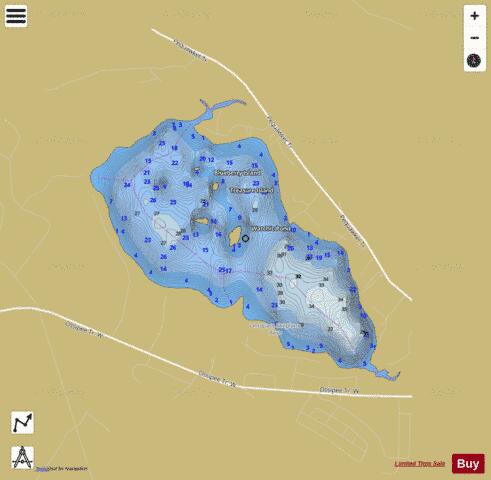 Watchic Pond depth contour Map - i-Boating App