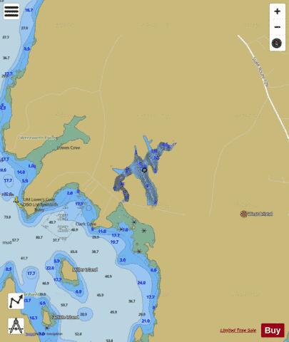Clark Cove Pond depth contour Map - i-Boating App