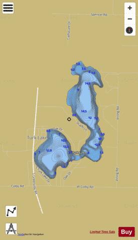 Turk Lake depth contour Map - i-Boating App