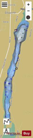 Ellsworth Lake depth contour Map - i-Boating App