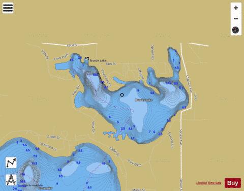 Brooks Lake depth contour Map - i-Boating App