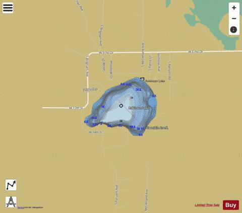 Robinson Lake depth contour Map - i-Boating App