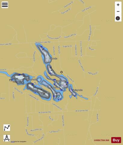 Long,Tan,Cedar,Spring depth contour Map - i-Boating App