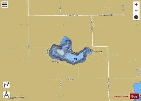 Huzzy Lake depth contour Map - i-Boating App