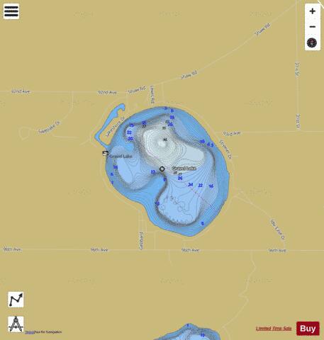 Gravel Lake depth contour Map - i-Boating App