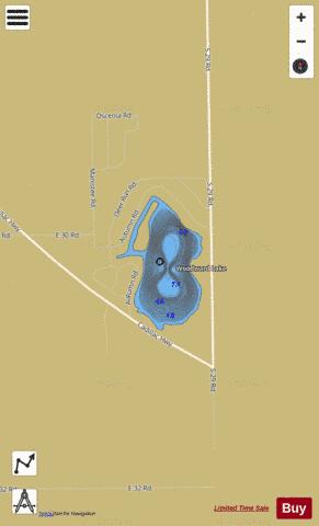 Woodward Lake depth contour Map - i-Boating App