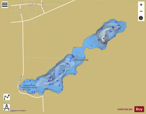 Tamarack depth contour Map - i-Boating App