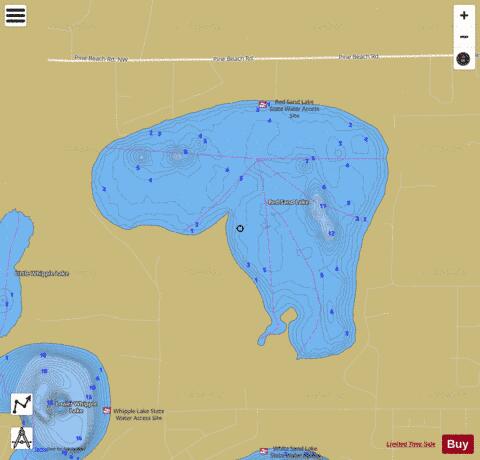 Red Sand depth contour Map - i-Boating App