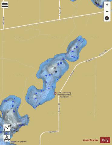 Tenth Crow Wing depth contour Map - i-Boating App