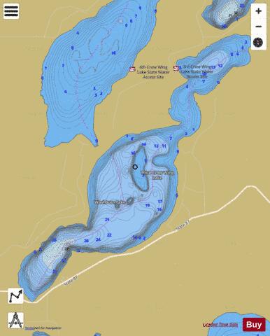 Third Crow Wing depth contour Map - i-Boating App