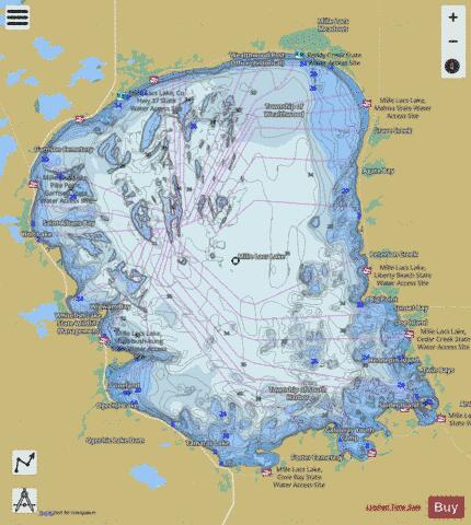 Mille Lacs depth contour Map - i-Boating App