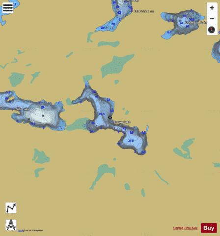 Brown depth contour Map - i-Boating App