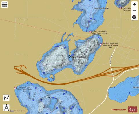 Middle Spunk depth contour Map - i-Boating App