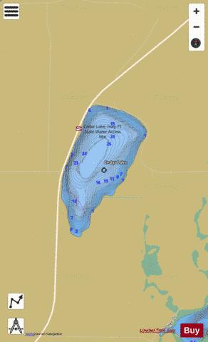 Cedar depth contour Map - i-Boating App