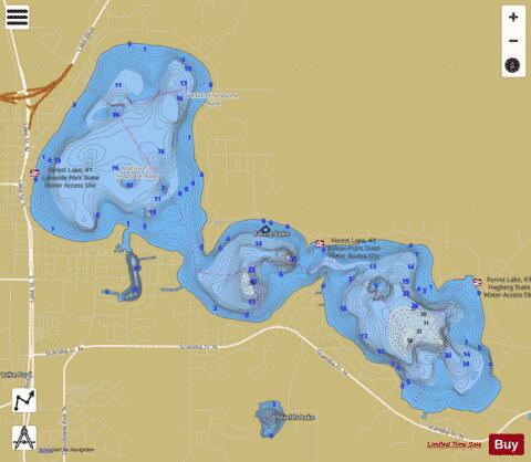 Forest depth contour Map - i-Boating App