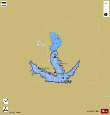 Higginsville Lake depth contour Map - i-Boating App