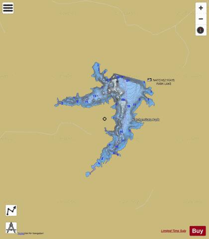 Natchez Park Lake depth contour Map - i-Boating App