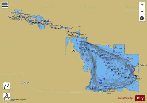Red Rock Lake, Upper depth contour Map - i-Boating App