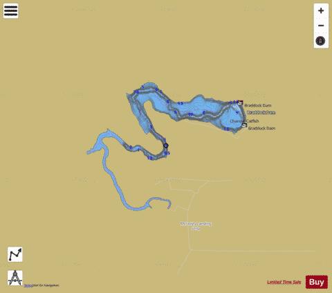 Braddock Dam depth contour Map - i-Boating App