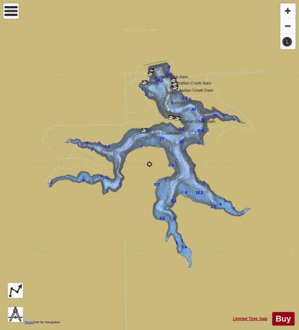 Indian Creek Dam depth contour Map - i-Boating App