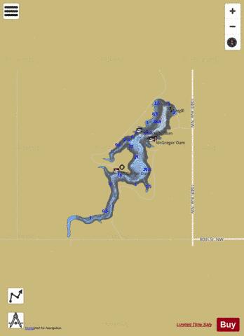 McGregor Dam depth contour Map - i-Boating App