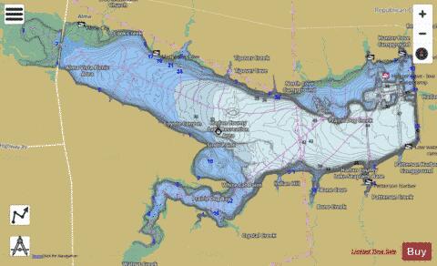 Harlan County Lake depth contour Map - i-Boating App