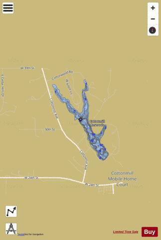 Cottonmill Reservoir depth contour Map - i-Boating App